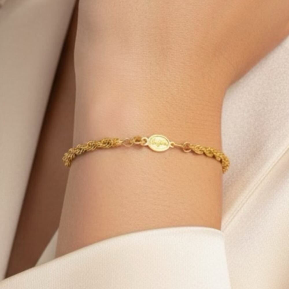 Vintage Napier Gold Tone Rope Chain Bracelet 6.75 Signed $28